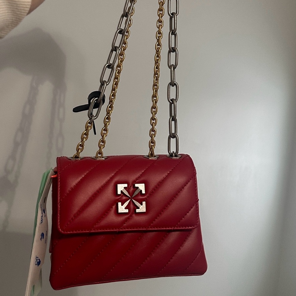 Off White Red Jackhammer 19 Quilted Chain Shoulder Bag